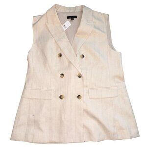 Ann Taylor Pin Striped Double Vested Breast-Tan-Size 14-NWT